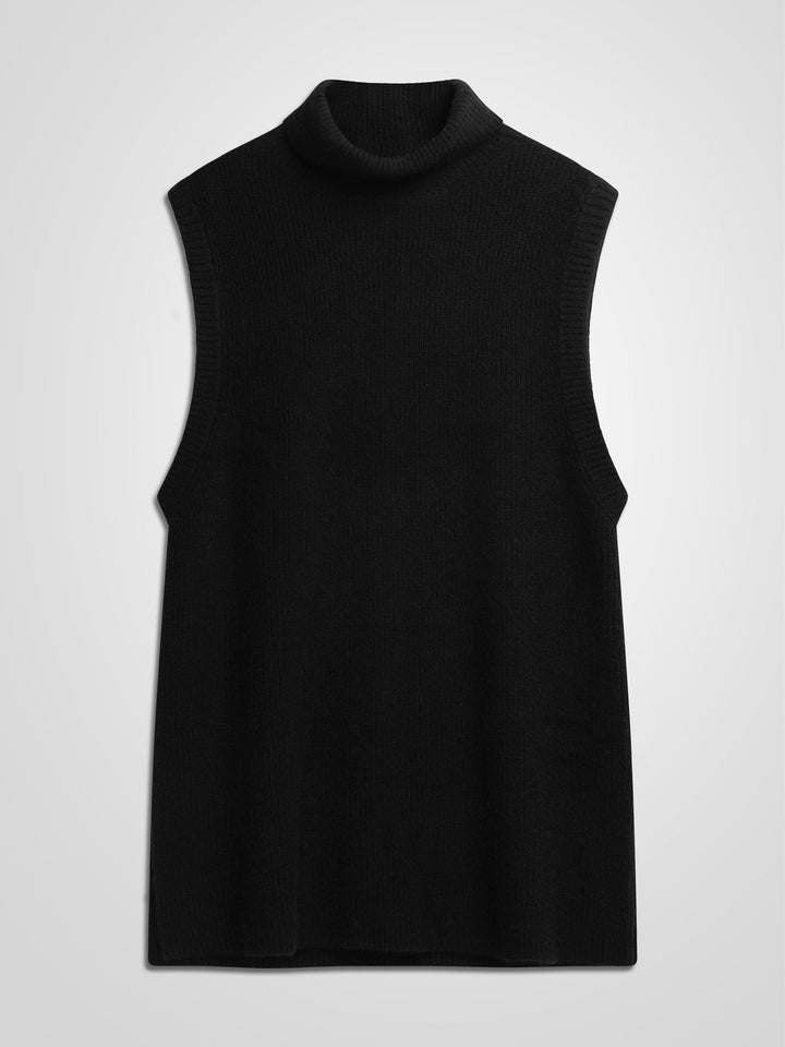 Kashmirvest "Vedis" i 100% ren kasjmirull, cashmere. Norsk design fra Kashmina. Farge: sort.