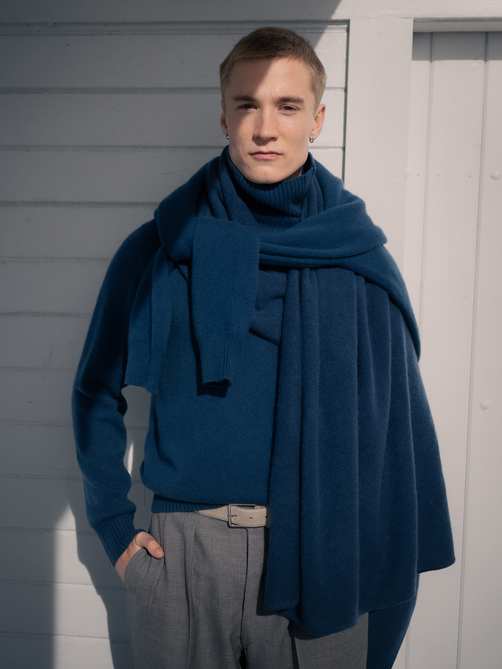 Herre kashmirgenser "Frost polo" - mountain blue