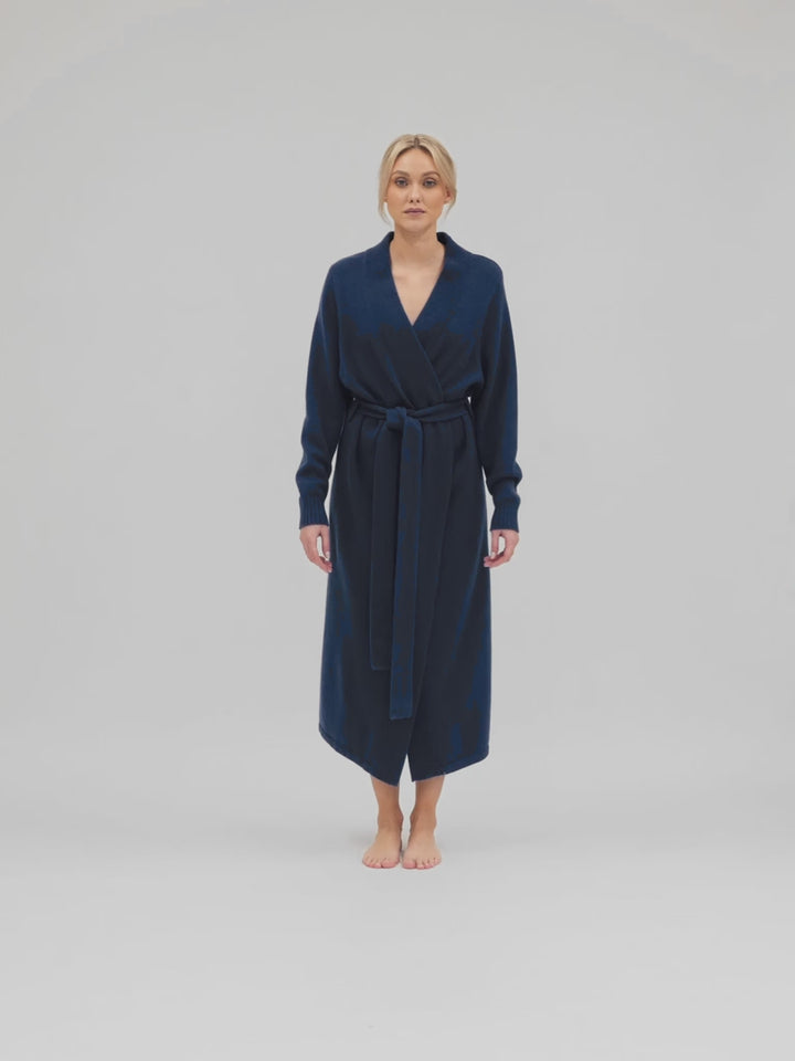  kashmirmorgenkåpe morgenkåpe i 100% kashmir fra Kashmina, klørfri, ull, mountain blue, comfort