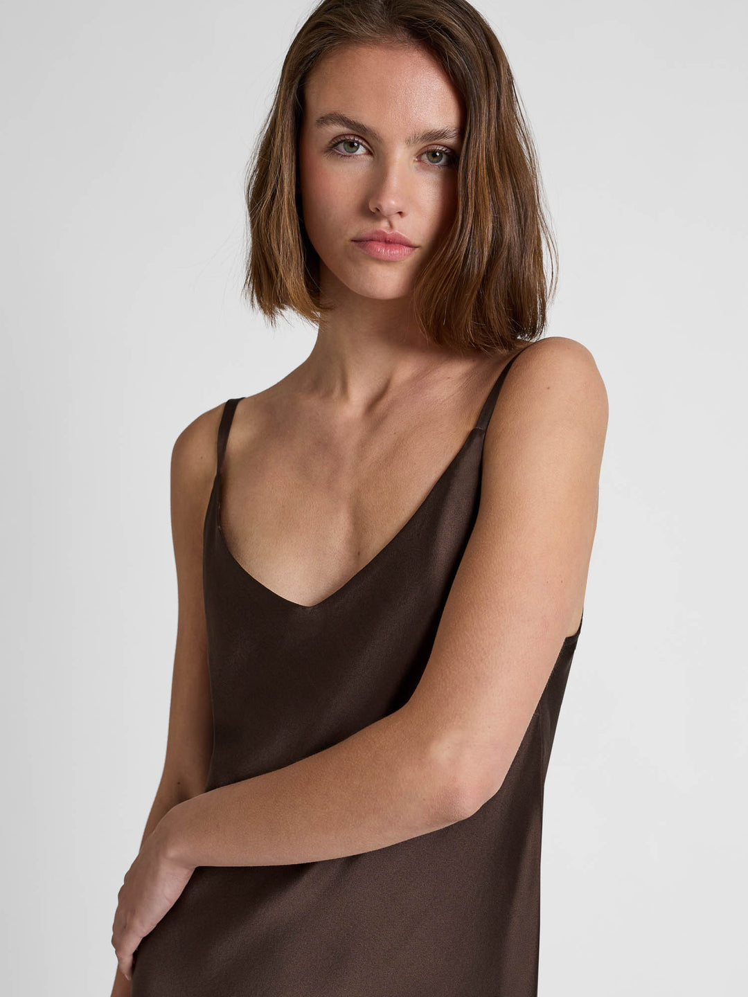 Silkekjole "Dahlia" - Chocolate