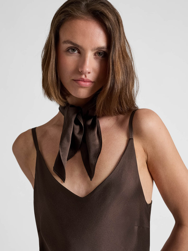 Silkeskjerf "Anemone" - Chocolate