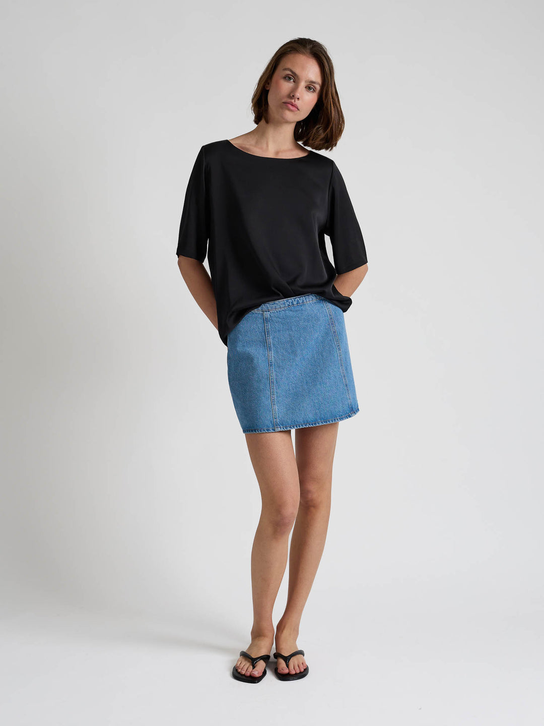 Silkebluse "Viola" - Sort