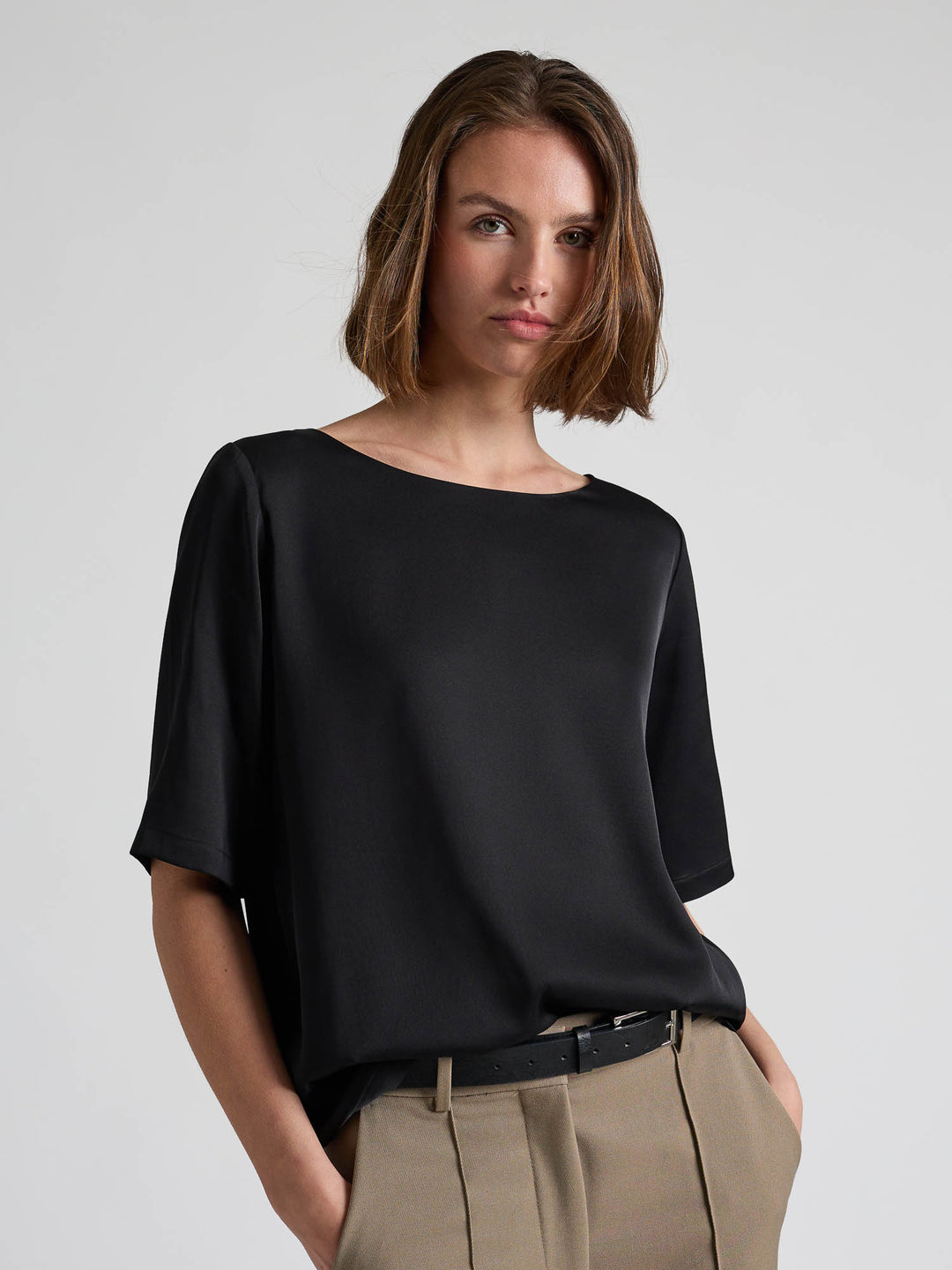 Silkebluse "Viola" - Sort