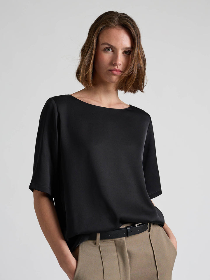 Silkebluse "Viola" - Sort