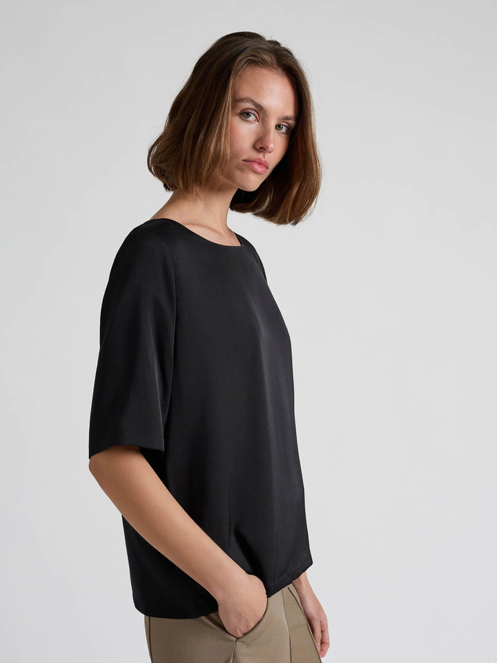Silkebluse "Viola" - Sort