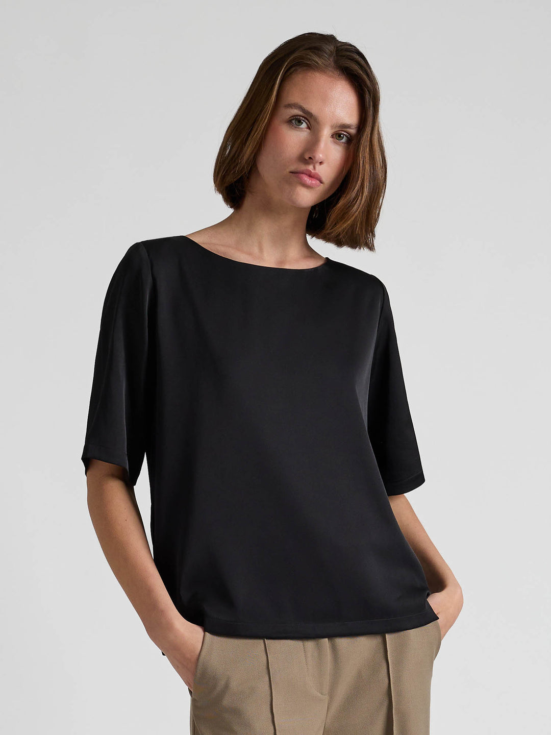 Silkebluse "Viola" - Sort