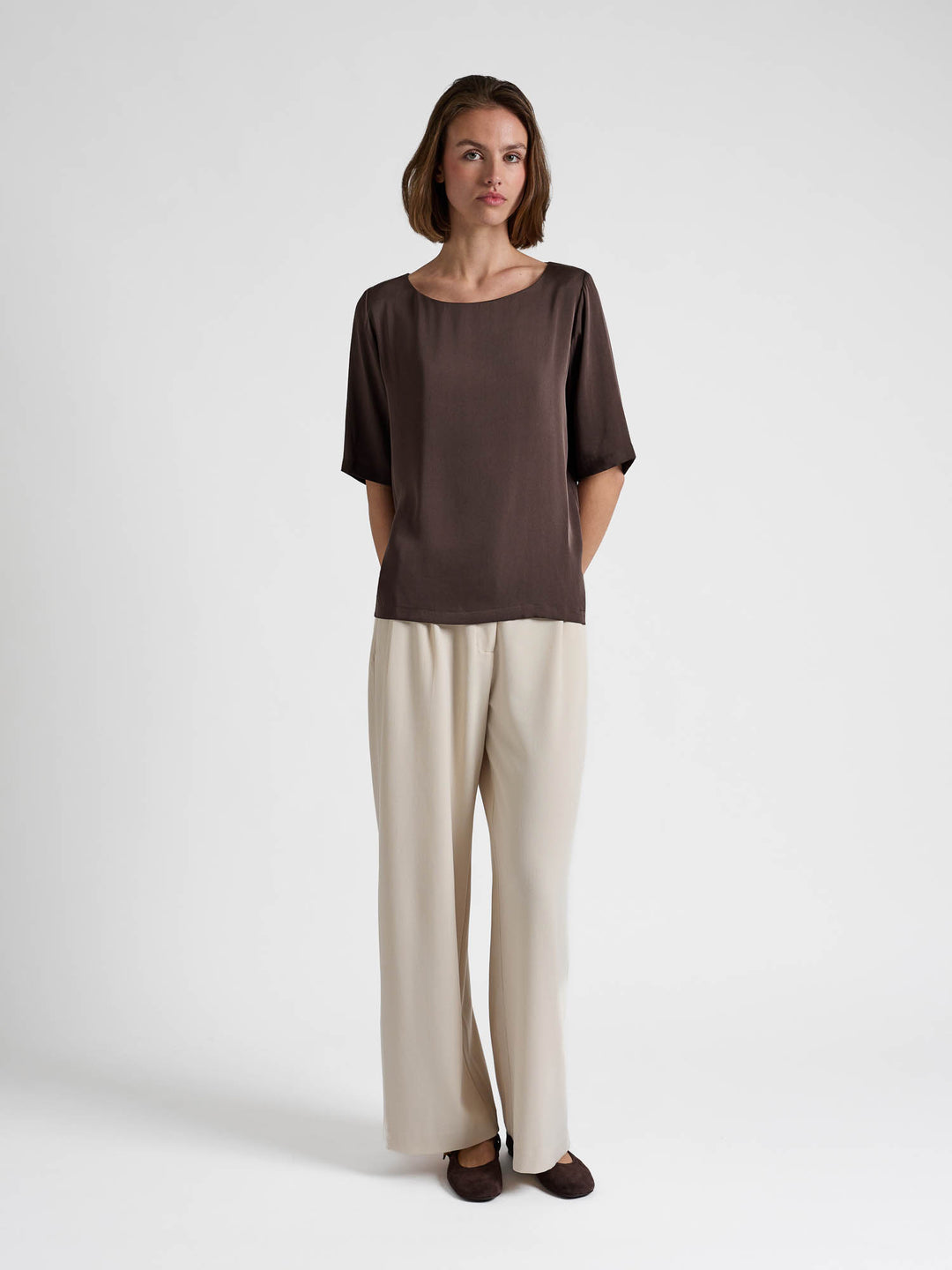 Silkebluse "Viola" - Chocolate