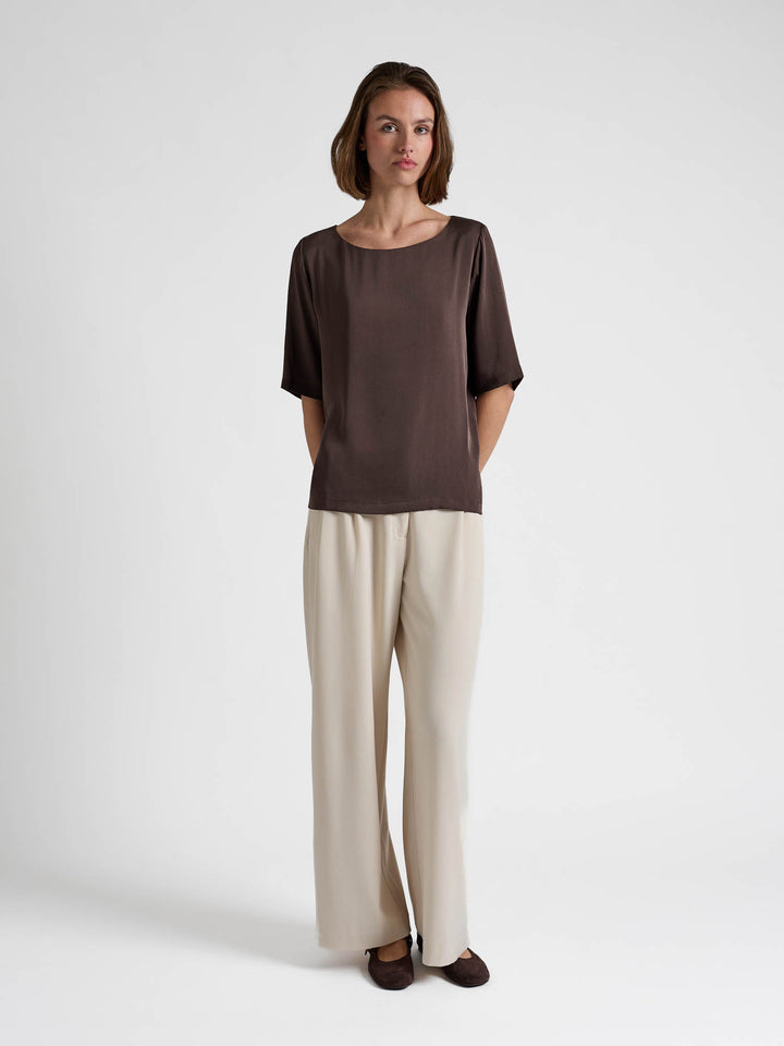 Silkebluse "Viola" - Chocolate
