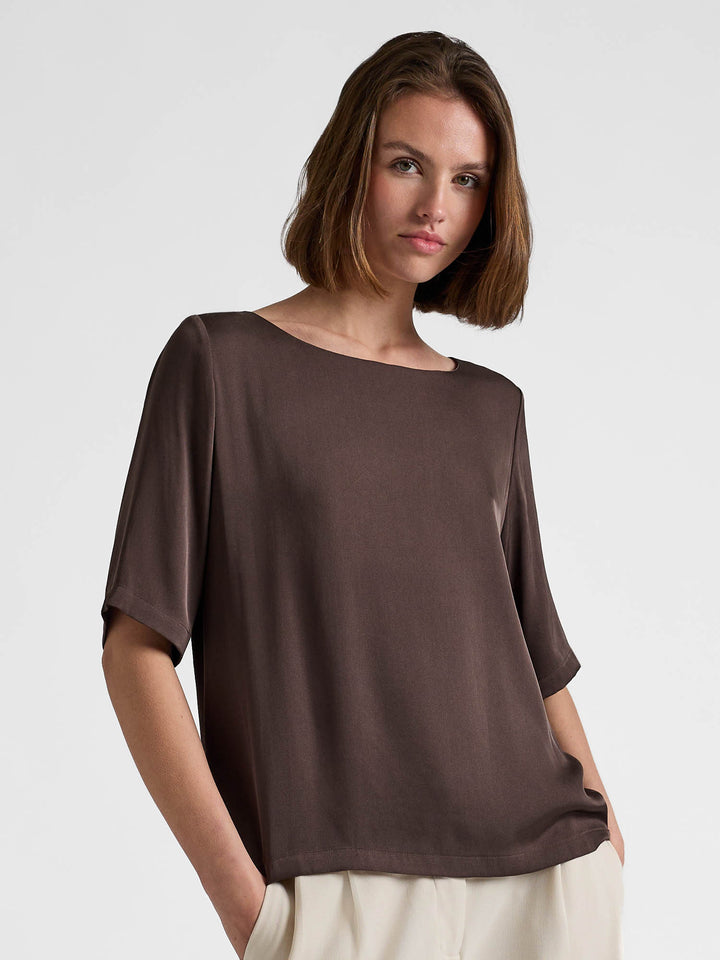 Silkebluse "Viola" - Chocolate