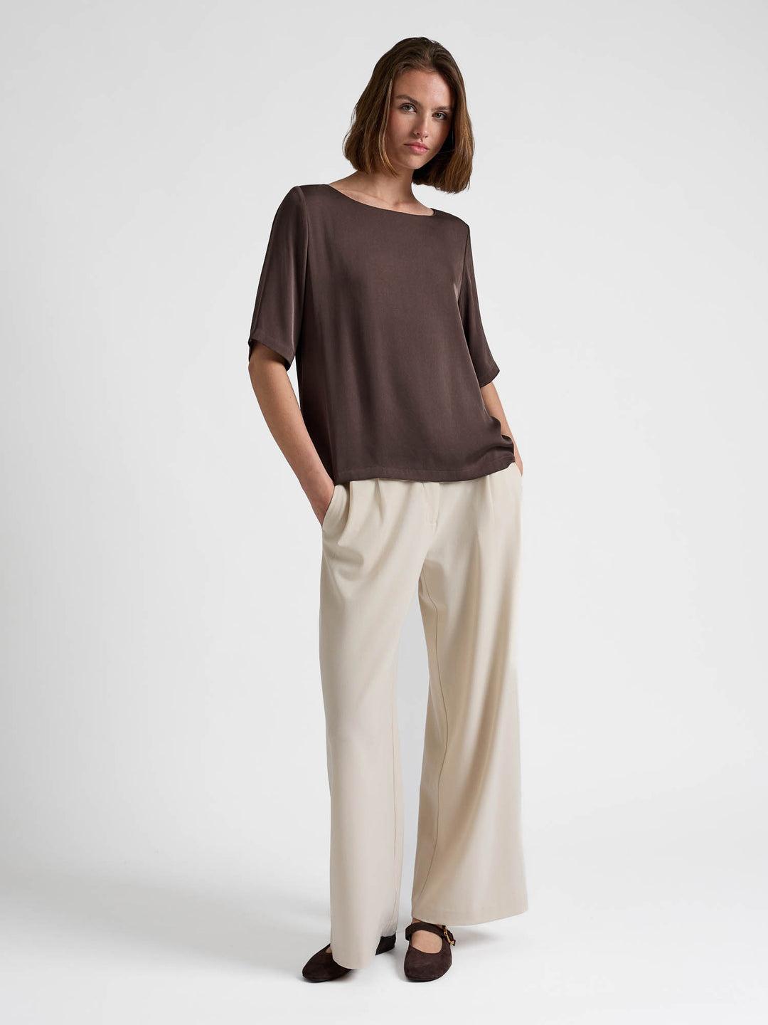 Silkebluse "Viola" - Chocolate