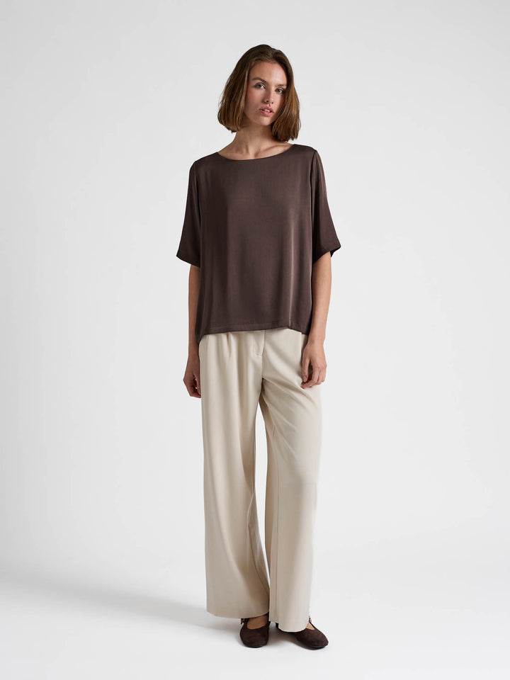 Silkebluse "Viola" - Chocolate