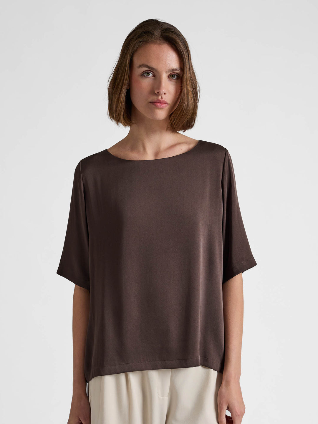 Silkebluse "Viola" - Chocolate