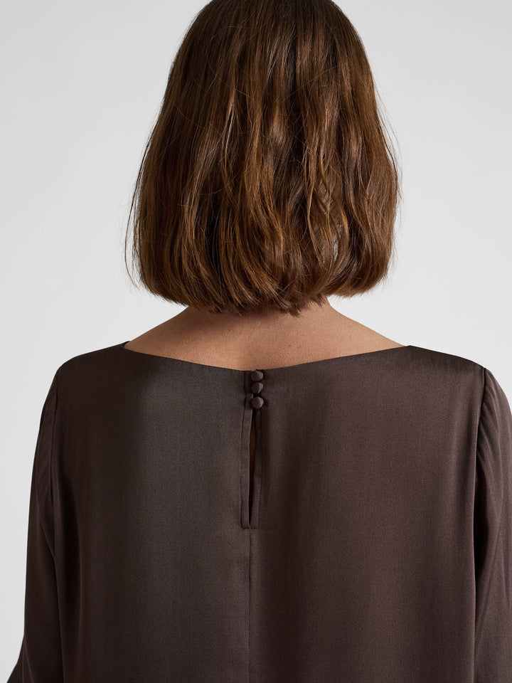 Silkebluse "Viola" - Chocolate
