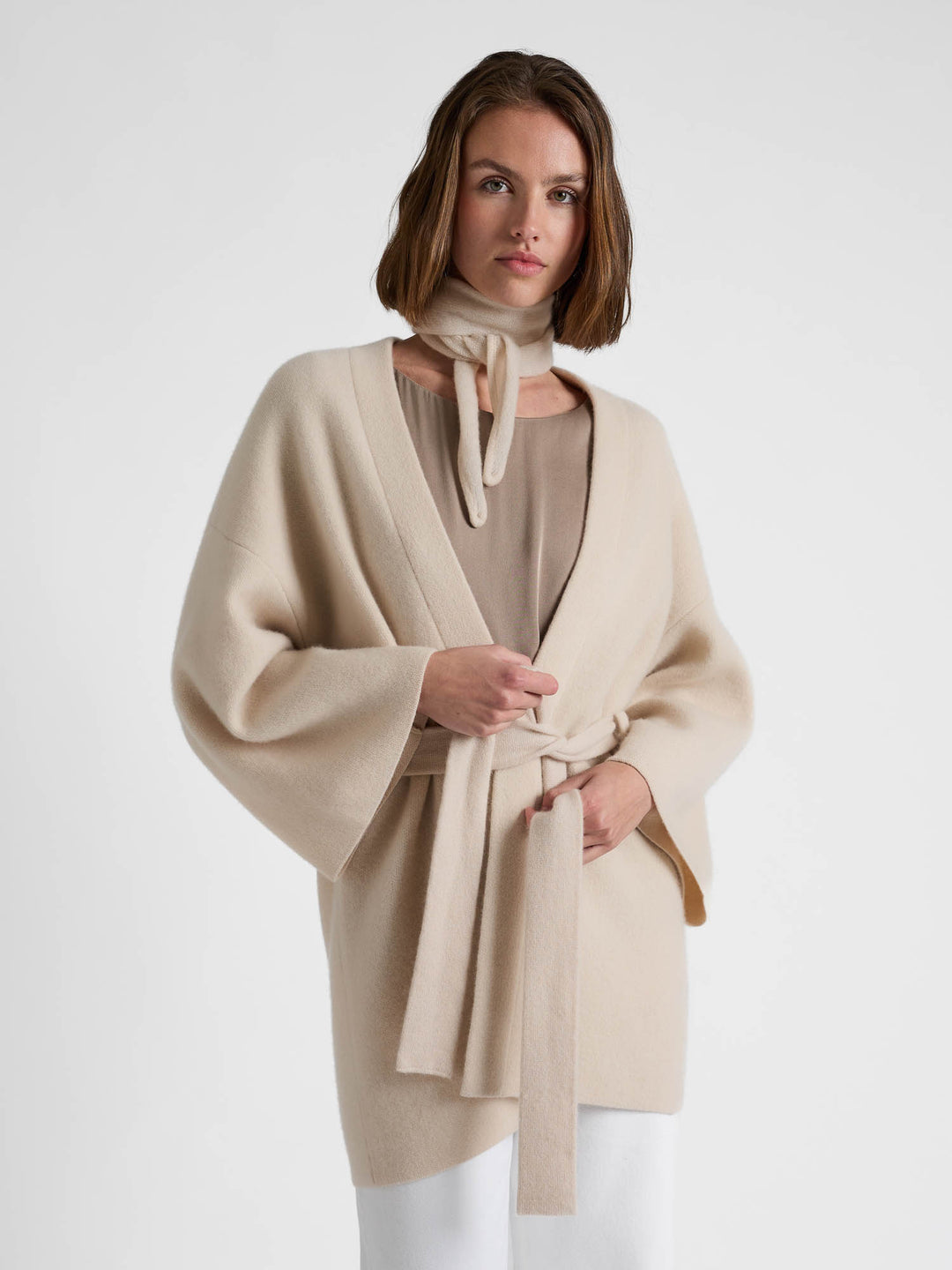Silkebluse "Viola" - Taupe