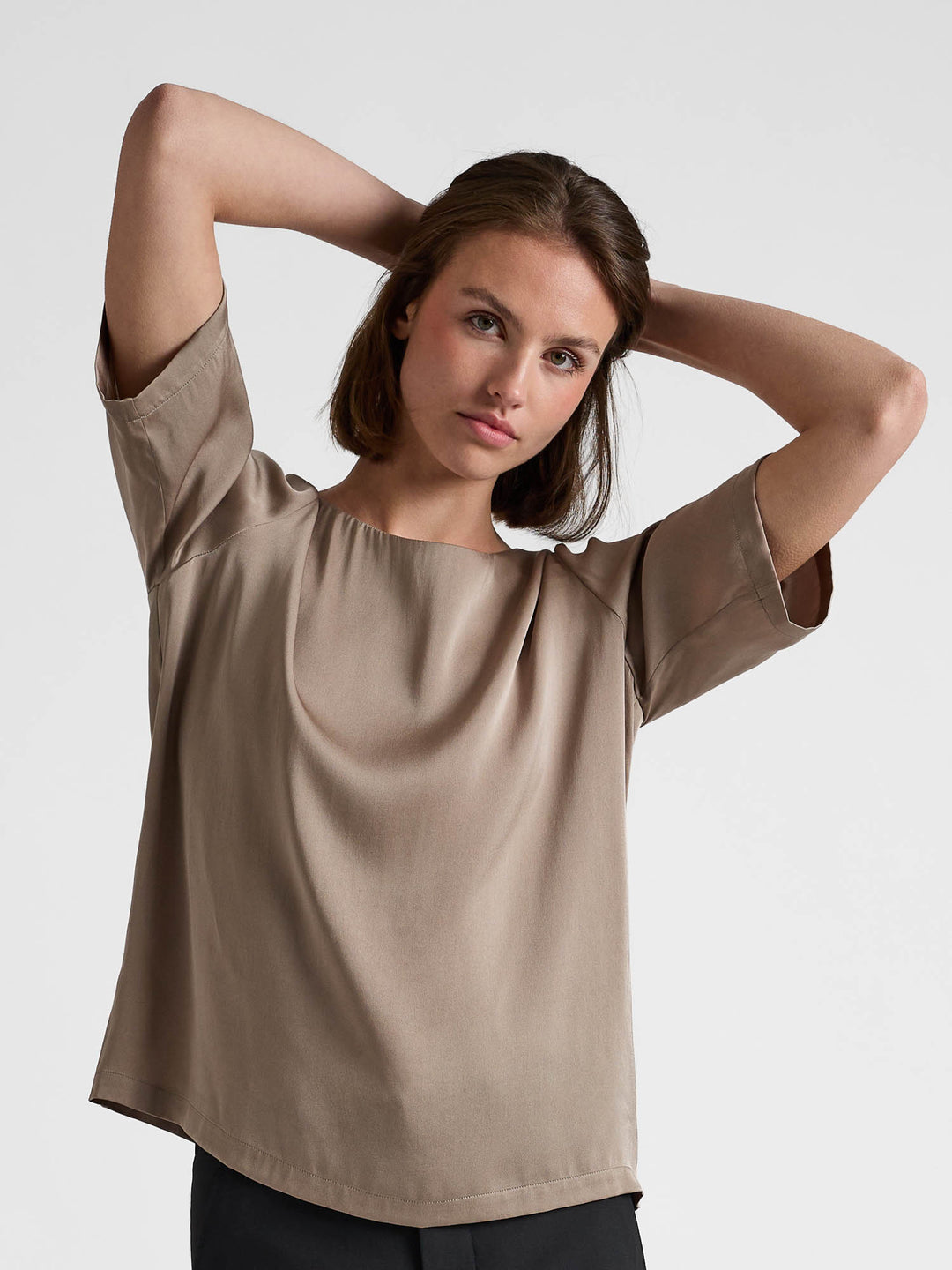 Silkebluse "Viola" - Taupe