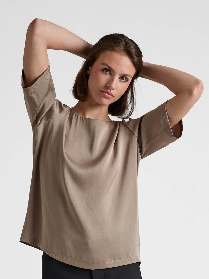 Silkebluse "Viola" - Taupe