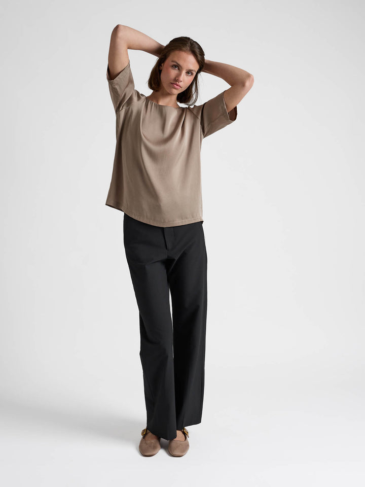 Silkebluse "Viola" - Taupe