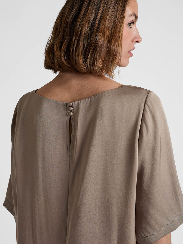 Silkebluse "Viola" - Taupe