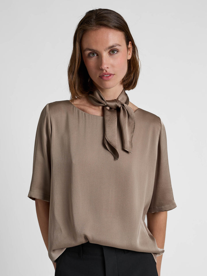 Silkeskjerf "Anemone" - Taupe