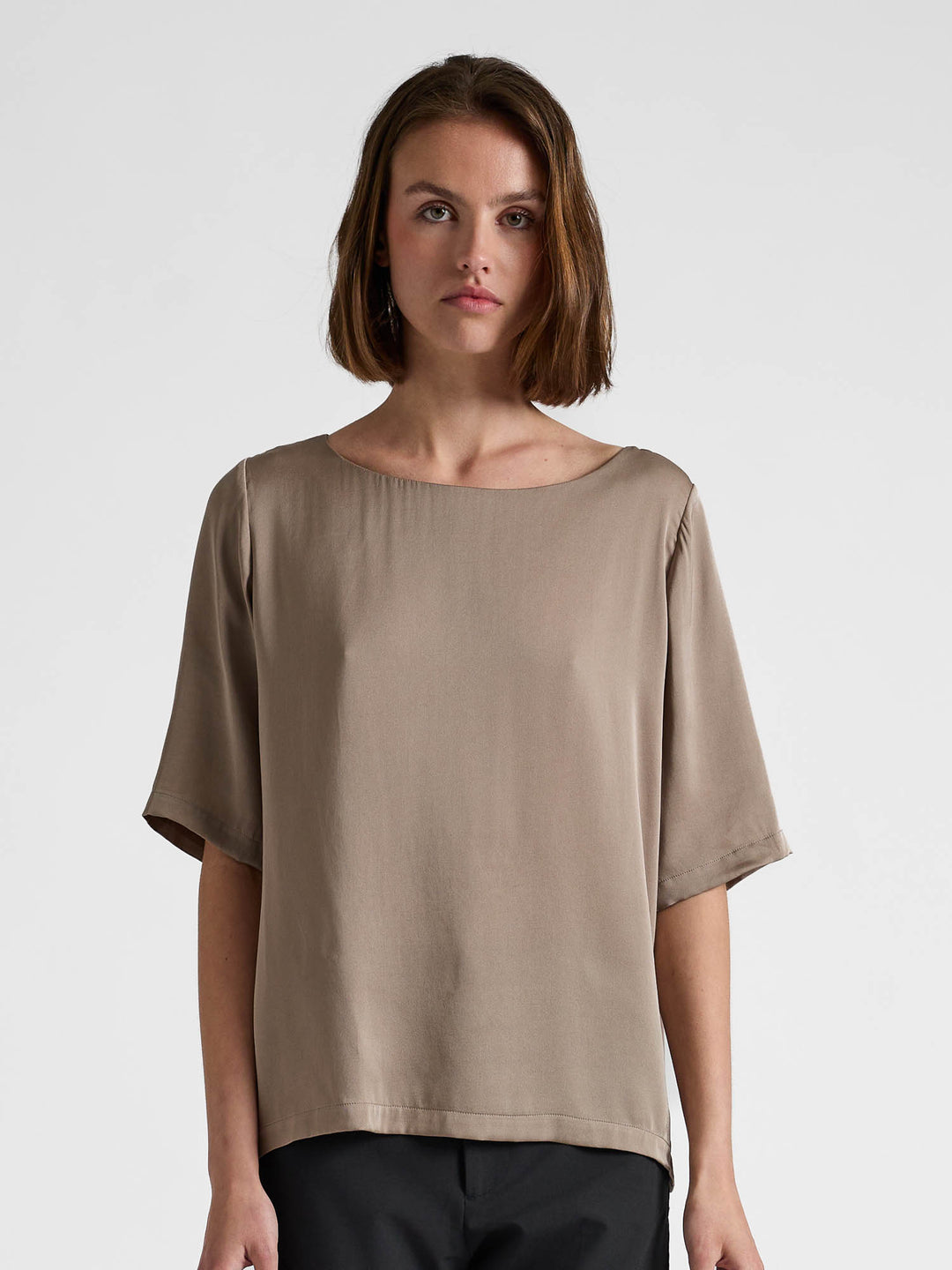 Silkebluse "Viola" - Taupe
