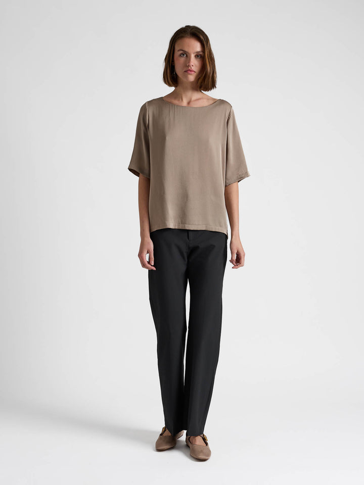 Silkebluse "Viola" - Taupe