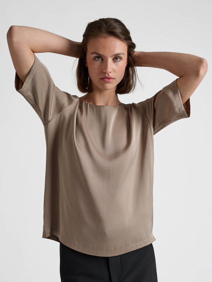Silkebluse "Viola" - Taupe