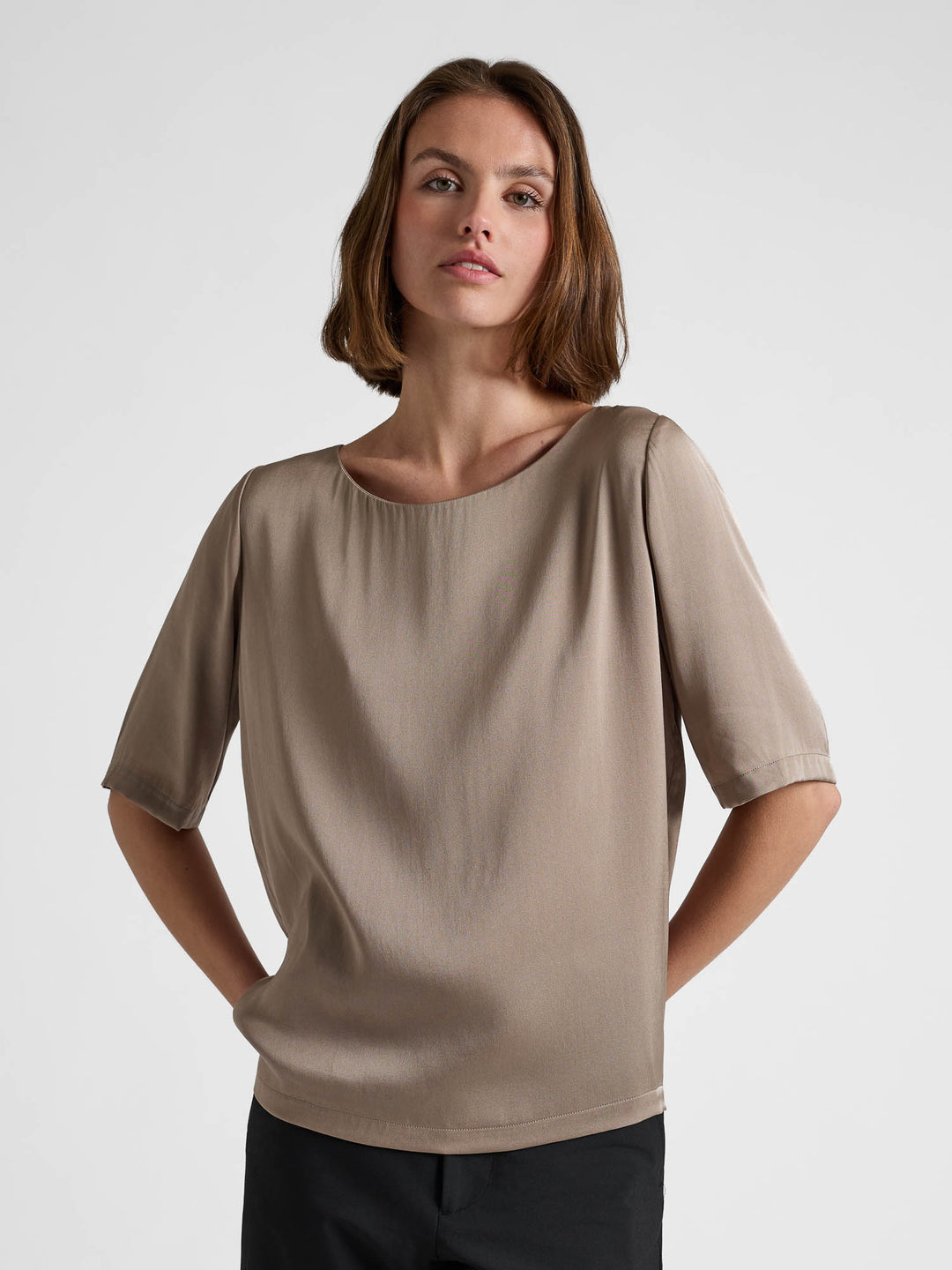 Silkebluse "Viola" - Taupe