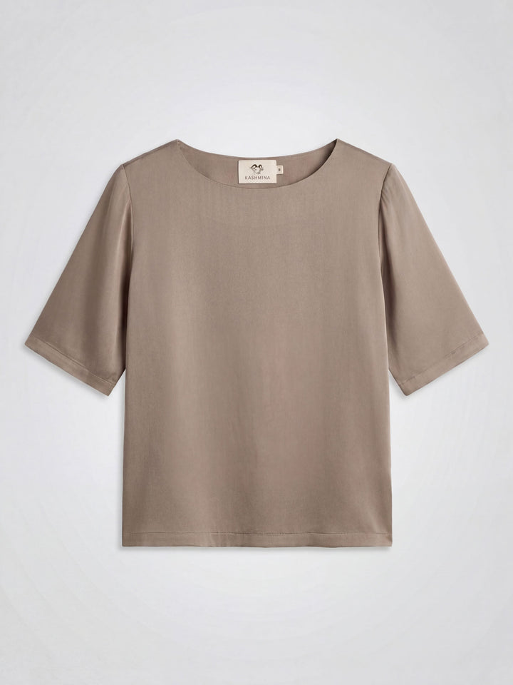 Silkebluse "Viola" - Taupe