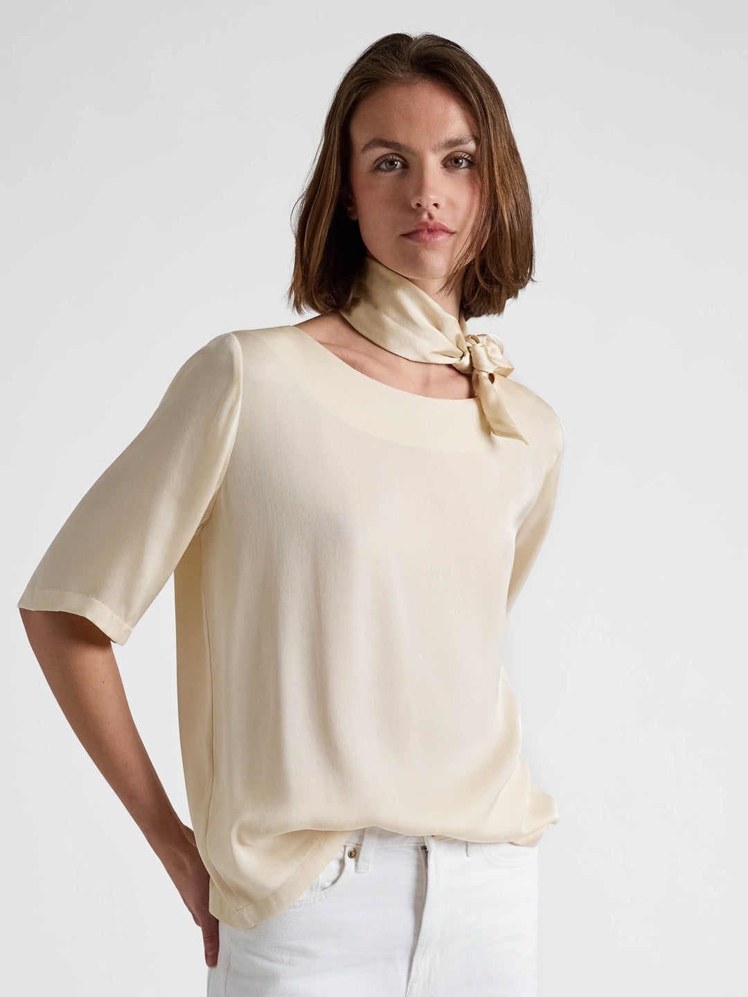 Silkebluse "Viola" - Vanilla