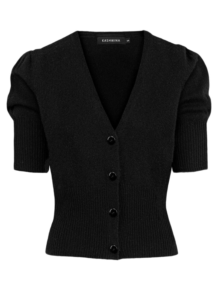 Kortermet kashmircardigan Grace i 100% kashmirull. Norsk design fra Kashmina. Farge: sort