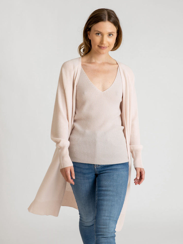 Kashmircardigan "flow knee" i 100% kashmir fra Kashmina