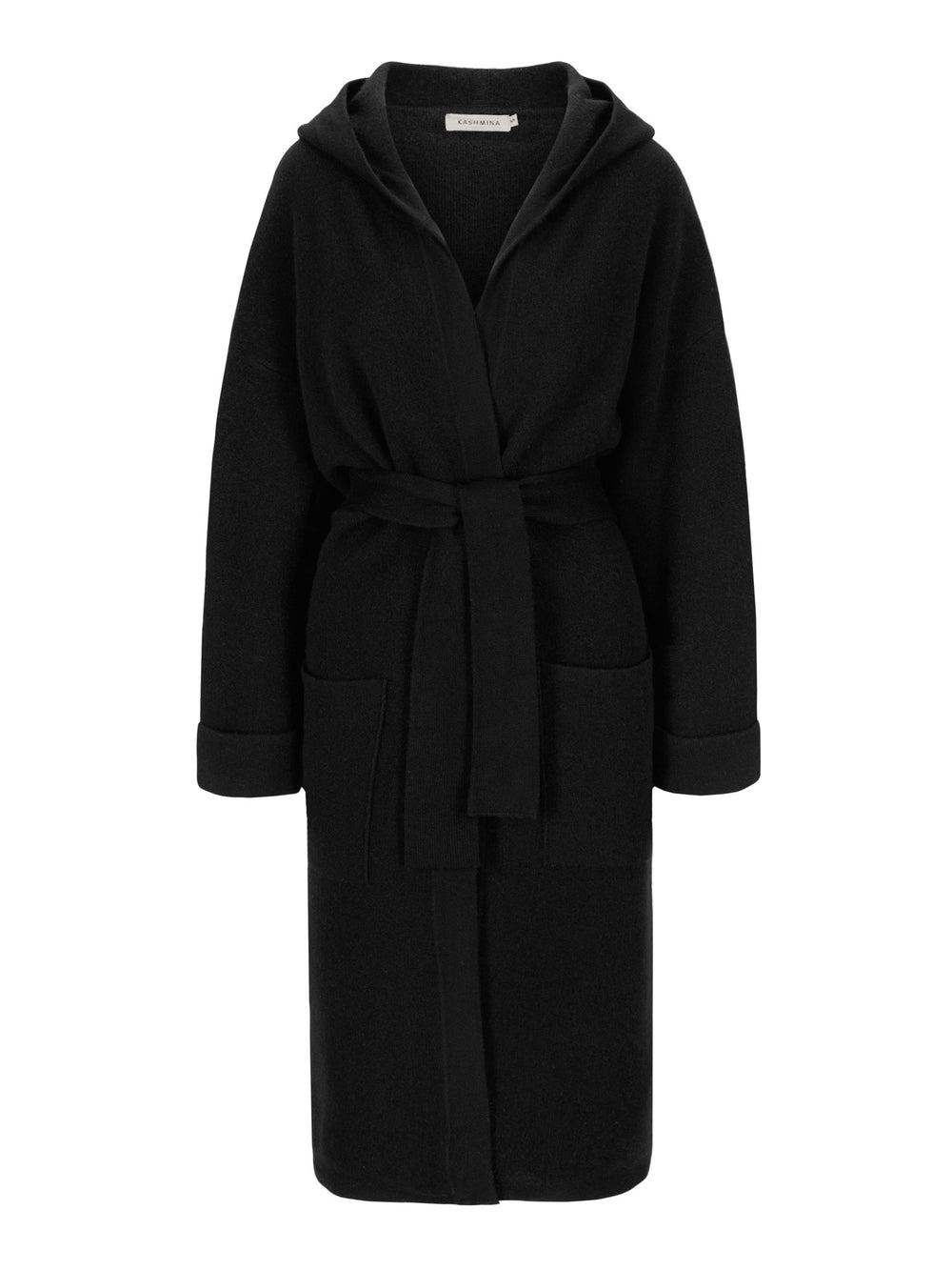 kashmirkåpe "Nora" fra Kashmina, 100% kashmir, lang cardigan, sort