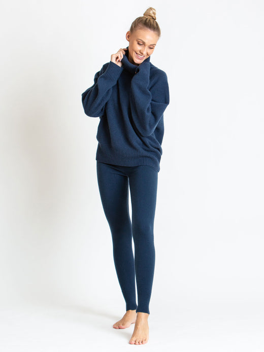 kashmirbuks i 100% kashmir fra Kashmina, tights mountain blue