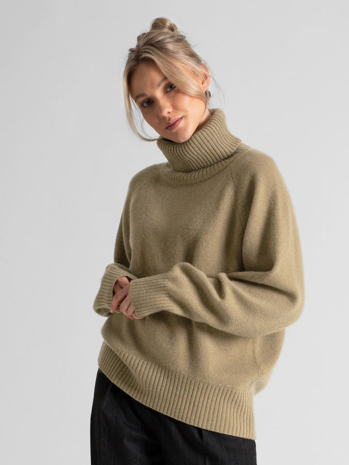 Kashmirgenser "milano" 100% ren kashmir, Norsk design fra Kashmina. Farge Olive