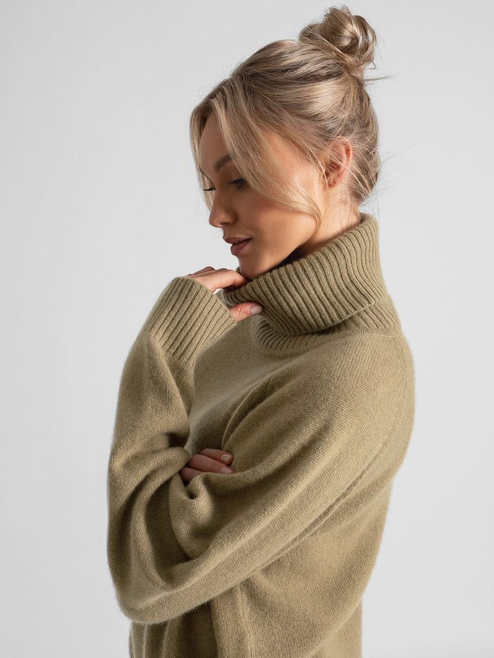 Kashmirgenser "milano" 100% ren kashmir, Norsk design fra Kashmina. Farge Olive