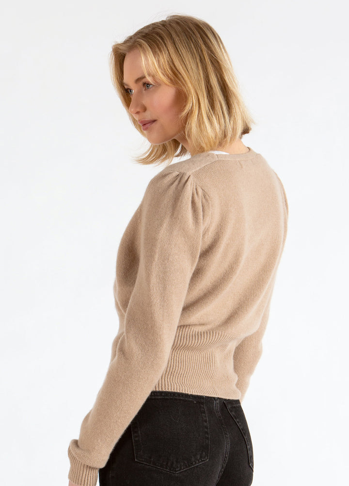 Kashmirgenser, cardigan, grace langermet i 100% ren kashmirull sand / lys brun