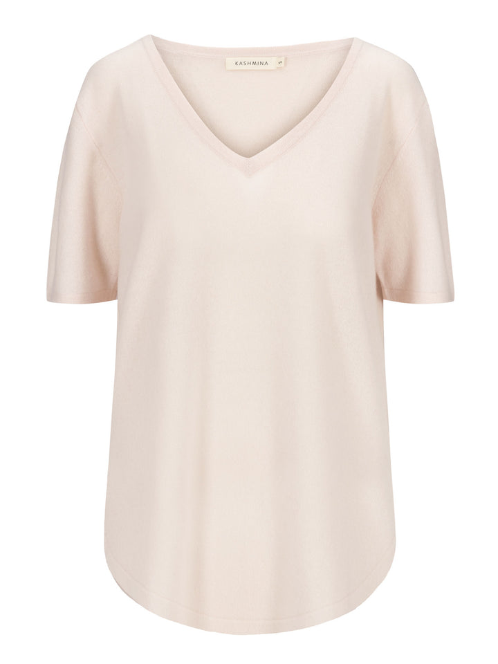 Kashmir T-shirt "Iben" i 100% kashmir fra Kashmina. Rosé