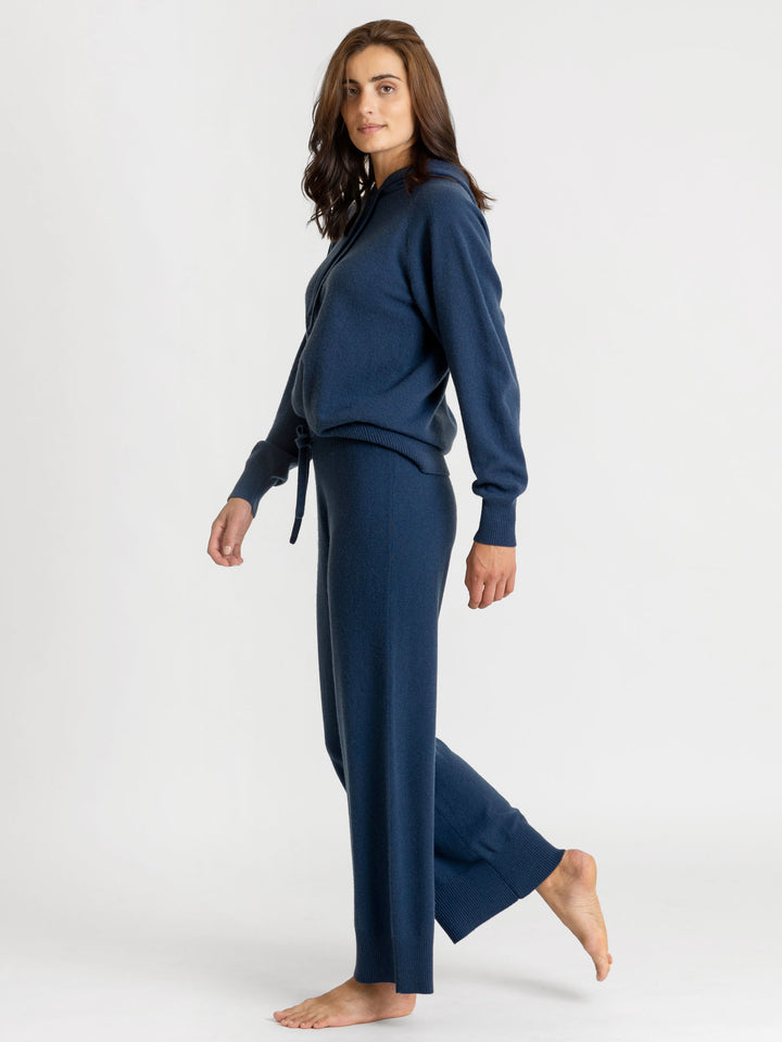 KASHMINA Hettegenser i 100% kashmir hoodie, lux mountain blue