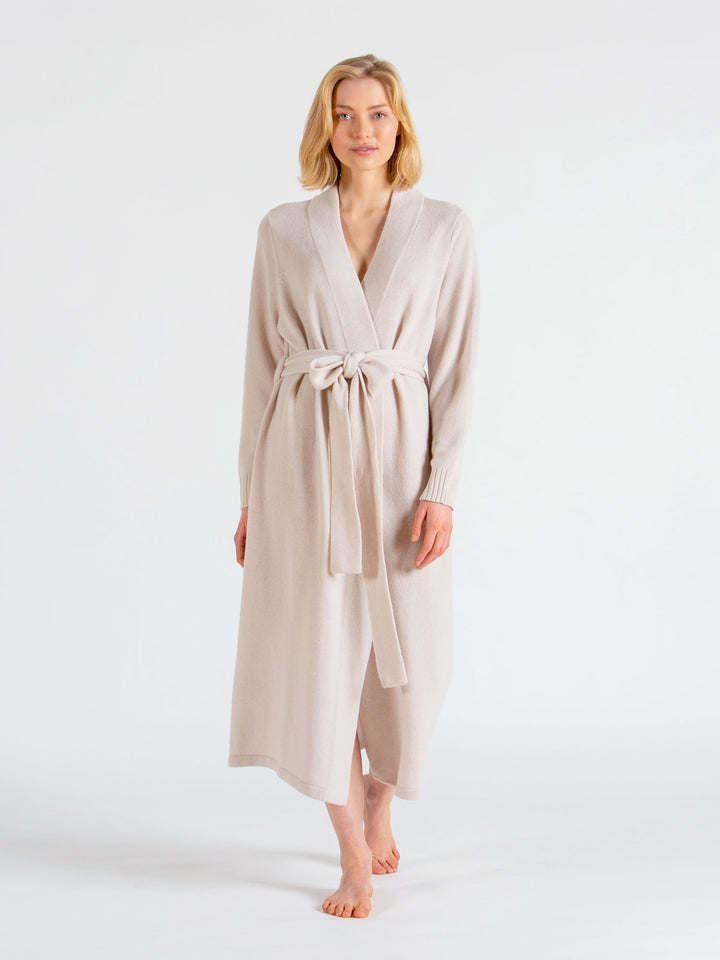 morgenkåpe i 100% kashmir fra Kashmina, comfort robe perlemor