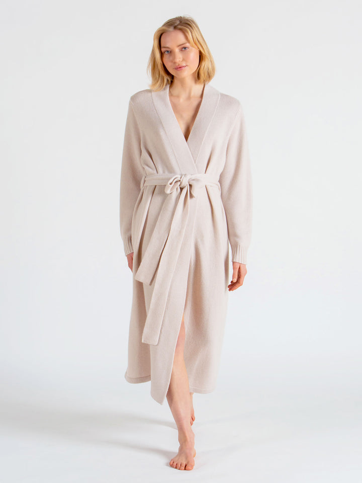 morgenkåpe i 100% kashmir fra Kashmina, comfort robe perlemor