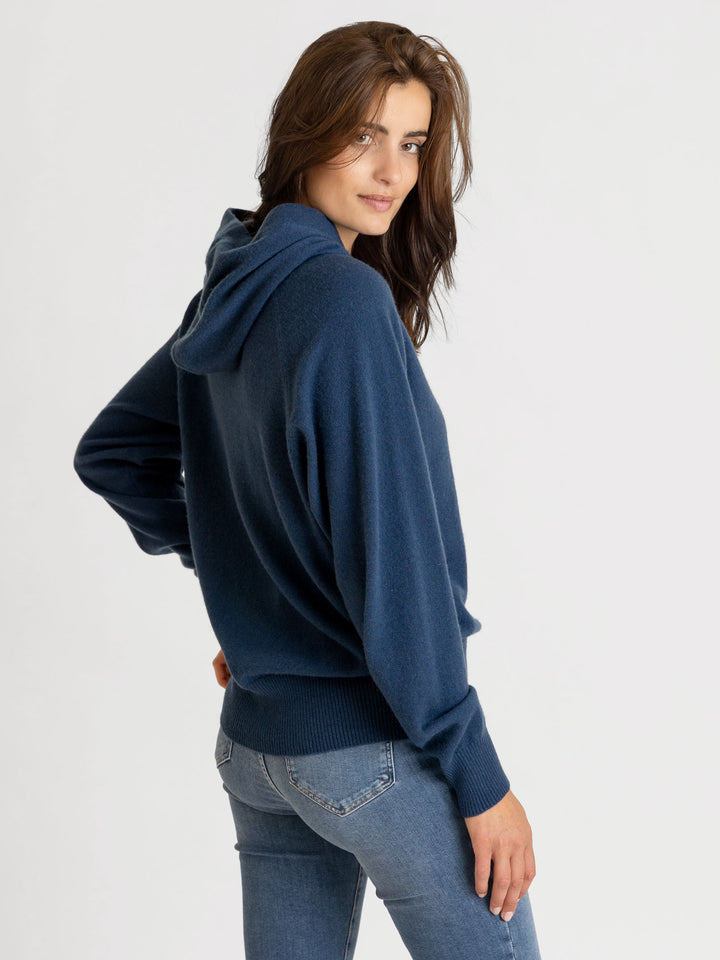 KASHMINA Hettegenser i 100% kashmir hoodie, lux mountain blue